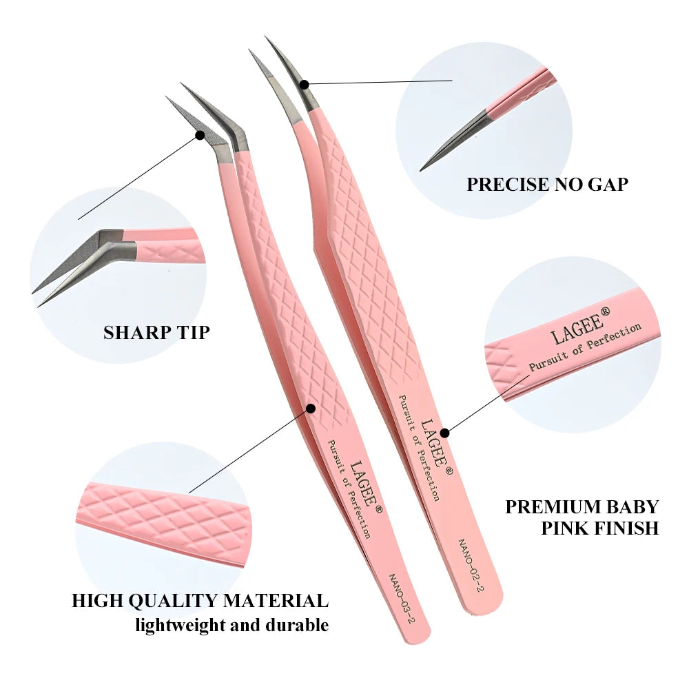 LAGEE eyelash extension tweezer volume precise luxury diamond grip 420 stainless steel high quality eyebrow from nagaraku makeup