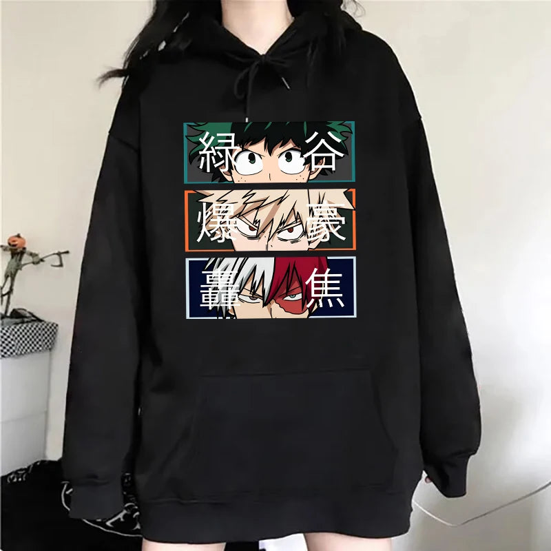 Hot Sale Autumn And Winter Fashion Long-Sleeved Sweater Anime Deku Bakugou Katsuki Todoroki Shoto Outdoor Sports Hoodie