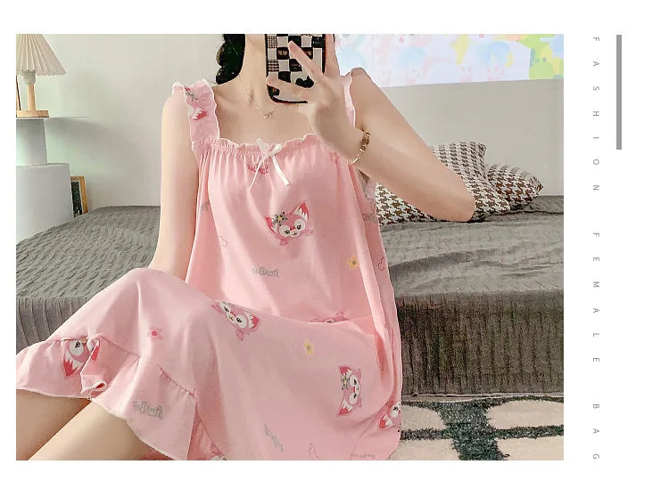 2024 New Little Fresh Sling Sleeping Dress For Women's Spring/Summer Sexy Thin Sleeping Dress Princess Style