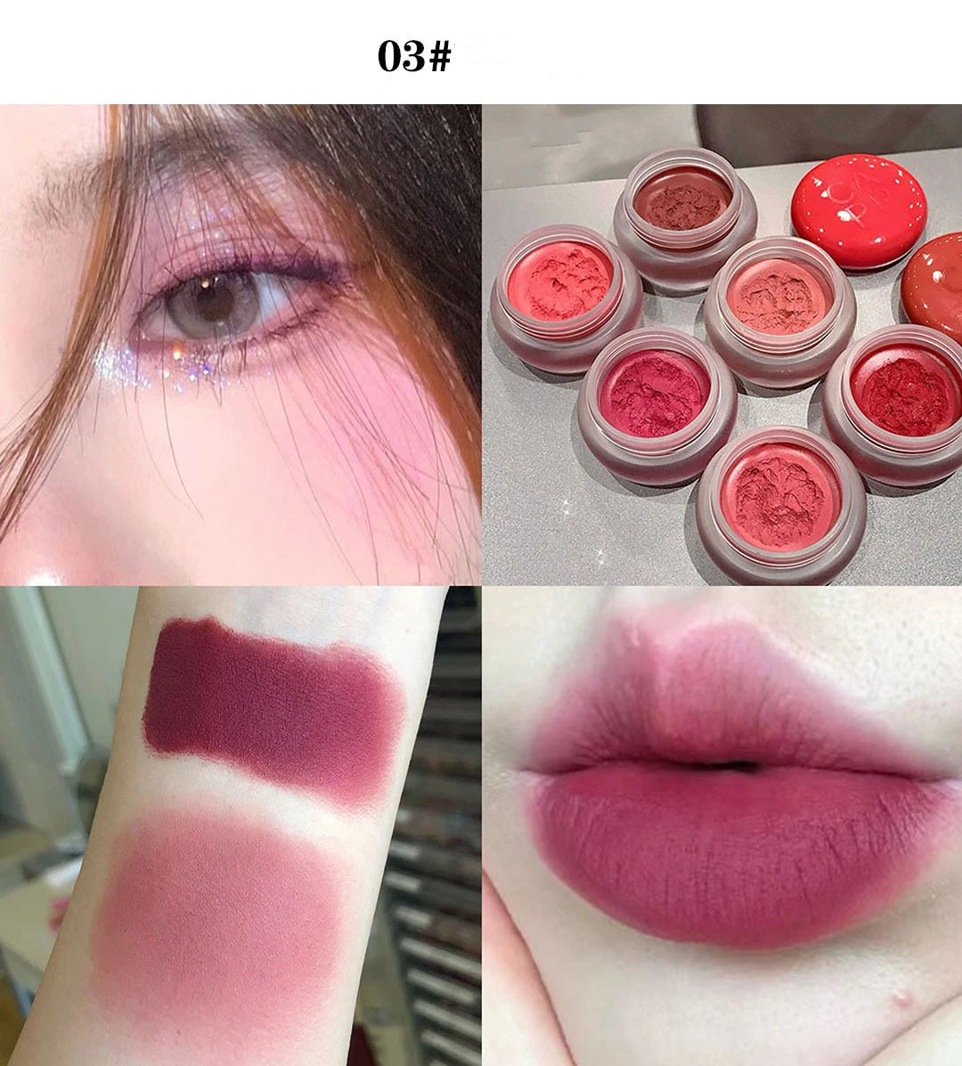 Matte Lip Mud Blush Multipurpose Makeup Waterproof Clay Lipstick Longlasting Non-stick Cup Red Lip Tint Pigment Mousse Cosmetics