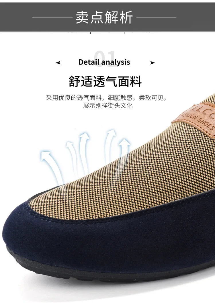 Slip on Loafers Mens Casual Shoes Plus Size Breathable Driving Shoes Office Walking Flats Non Slip Moccasins House Slippers