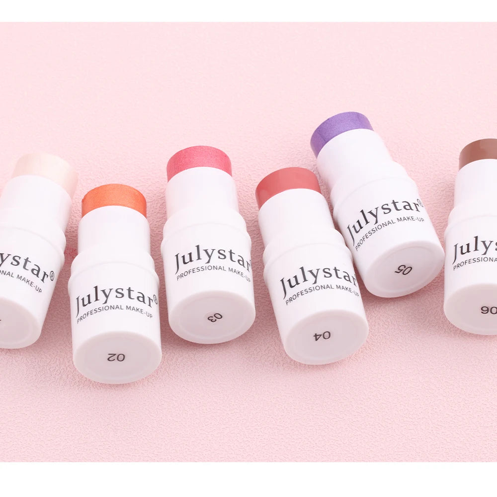 Julystar Lazy People High gloss powder blusher stick can rotate pearl powder blusher cream matte powder blusher 6 colors  option