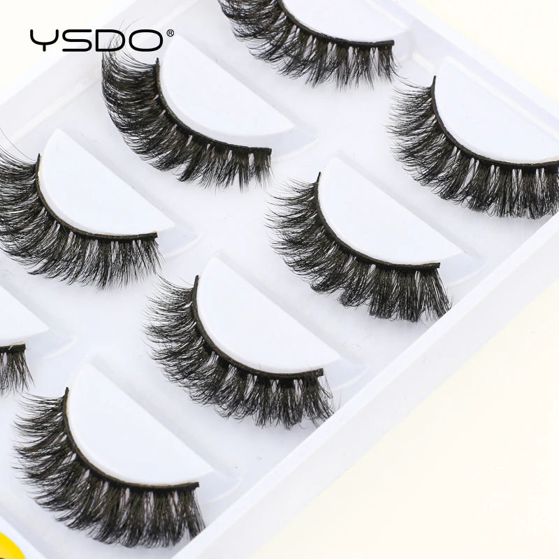 YSDO eyelashes 3/5 Pairs Natural Long 3D Mink Lashes Fluffy Volume Mink False Eyelashes Cruelty Free Wispy Lashes Makeup Cilios