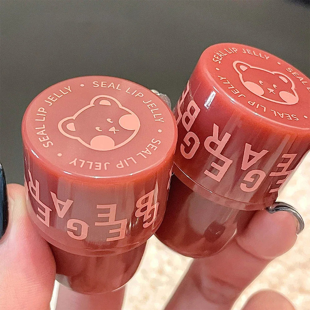 Bear Seal Mirror Lipsticks Lip Gloss Waterproof Lasting Moisturizing No Fading Jelly Lip Glaze Makeup for Women Korean Cosmetics