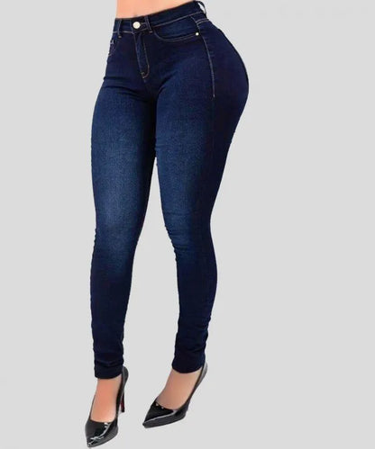 Frau reine farbe jeans denim hohe taille jeans straße spielen kultivieren hosen gestaltung figur mit hoher taille jeans