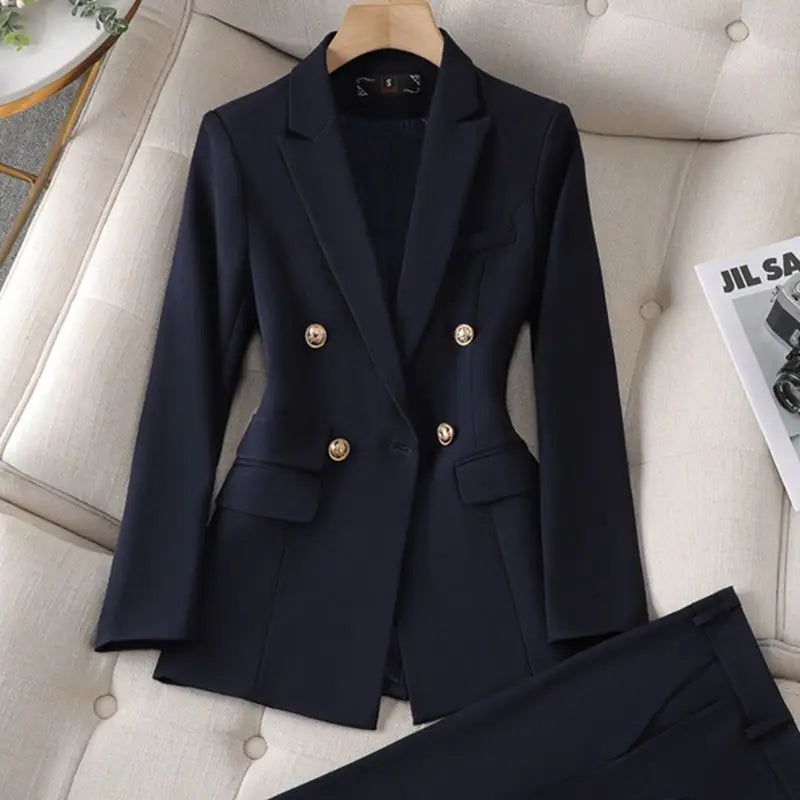 Spring and Autumn Korean Edition New Solid Color Women's Set Temperament Casual Work Wear Small Suit Two Piece Set