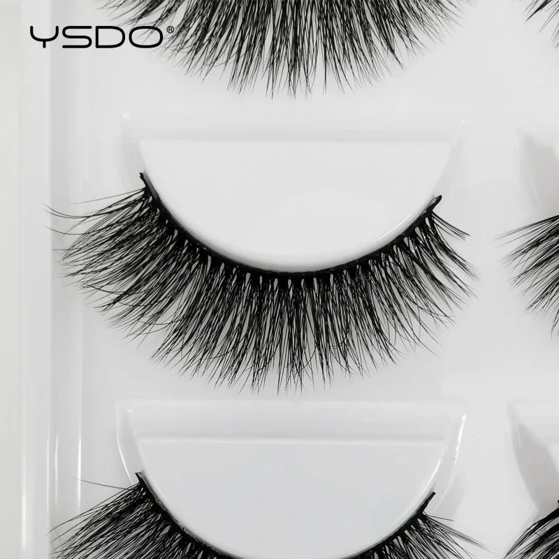 YSDO eyelashes 3/5 Pairs Natural Long 3D Mink Lashes Fluffy Volume Mink False Eyelashes Cruelty Free Wispy Lashes Makeup Cilios