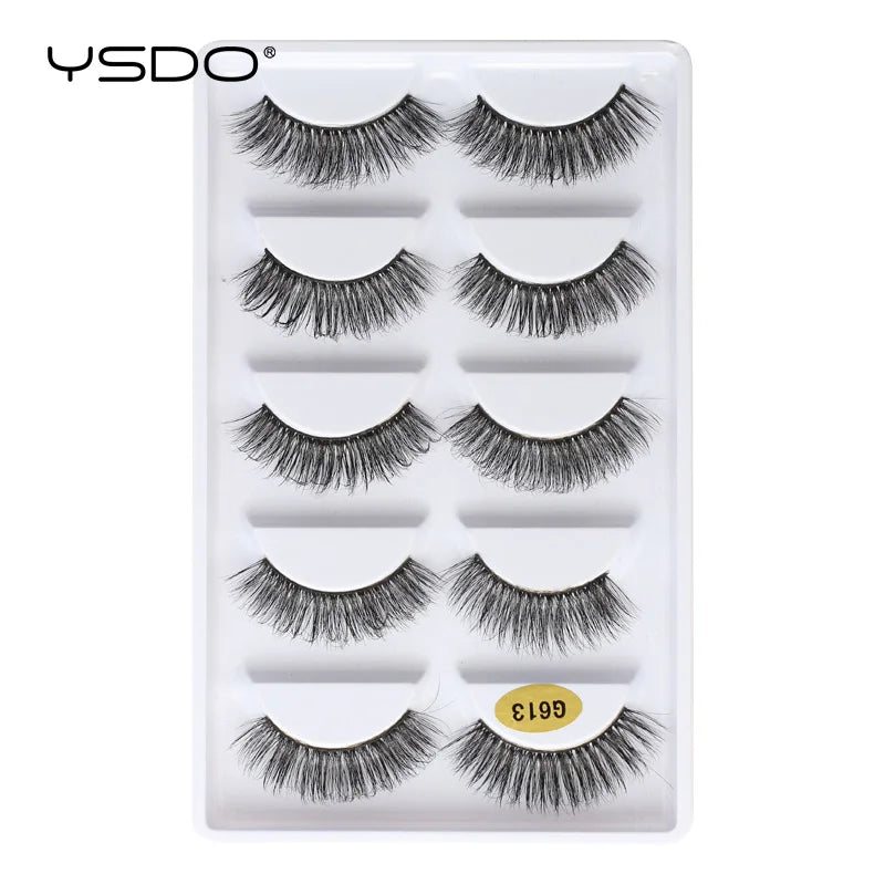 YSDO eyelashes 3/5 Pairs Natural Long 3D Mink Lashes Fluffy Volume Mink False Eyelashes Cruelty Free Wispy Lashes Makeup Cilios