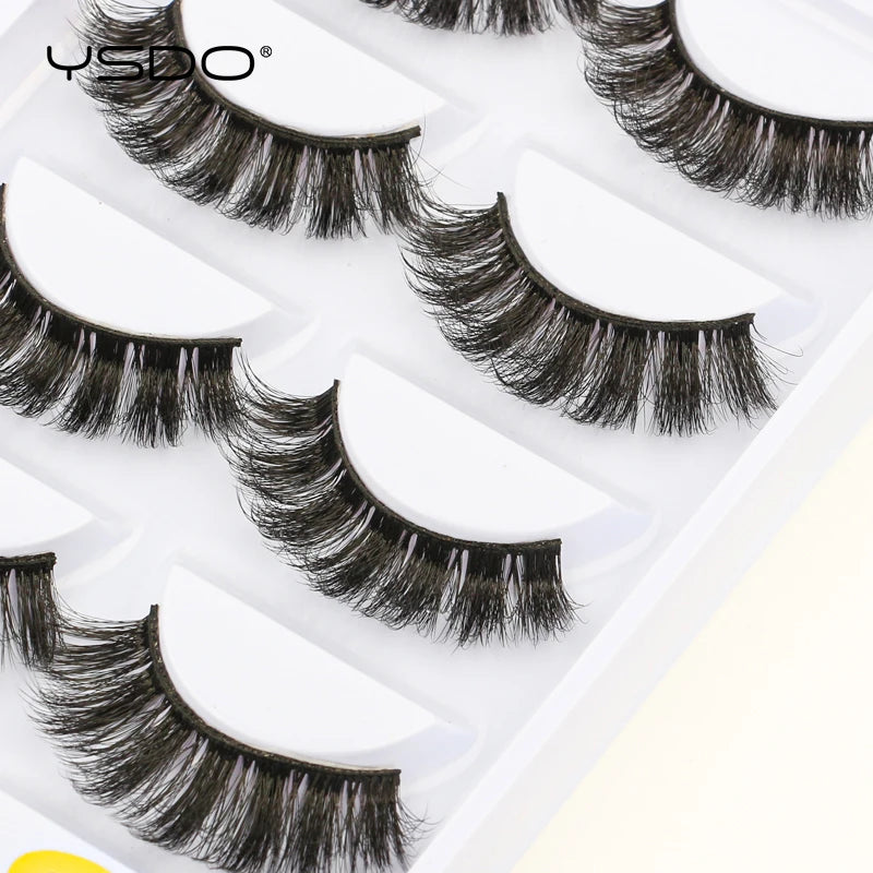 YSDO eyelashes 3/5 Pairs Natural Long 3D Mink Lashes Fluffy Volume Mink False Eyelashes Cruelty Free Wispy Lashes Makeup Cilios