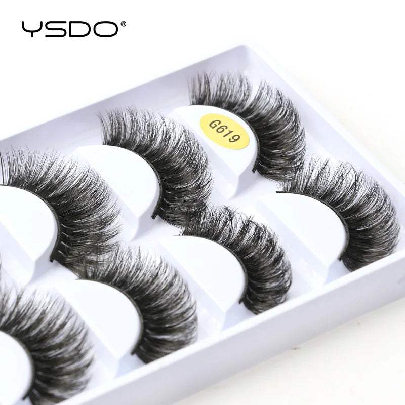 YSDO eyelashes 3/5 Pairs Natural Long 3D Mink Lashes Fluffy Volume Mink False Eyelashes Cruelty Free Wispy Lashes Makeup Cilios