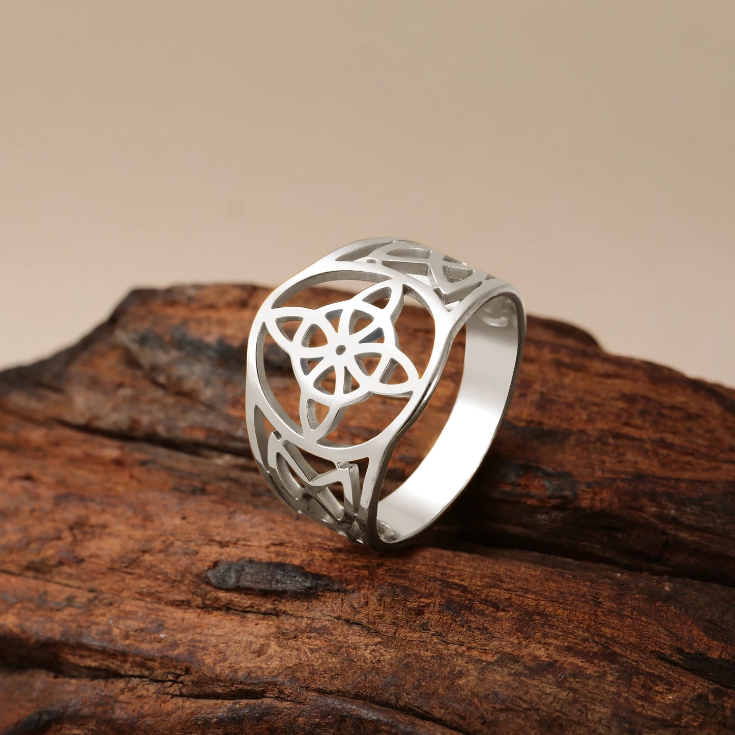 COOLTIME Witch Knot Rings for Women Men Stainless Steel Vintage Amulet Finger Ring Witchcraft Celtic Knot Jewelry New in