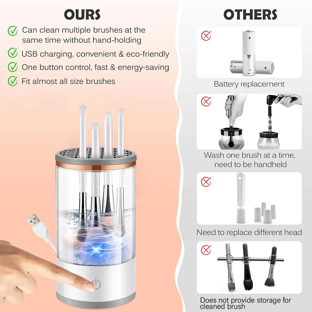 Electric Makeup Brush Cleaner Automatic Makeup Brush Cleanser Portable Cosmetic Makeup Brush Washing Machine Rotary Cleaning