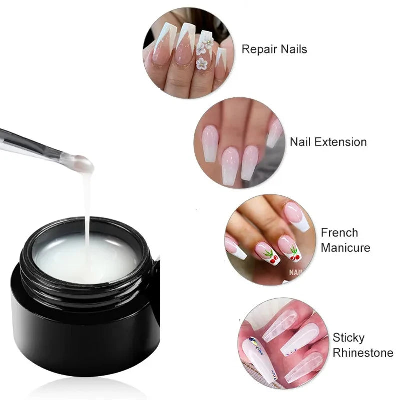 MEET ACROSS White Extension Gel Nail Polish Acrylic Construct Hard Gel Semi Permanent Varnish Nude Pink Gel Polish UV Manicure