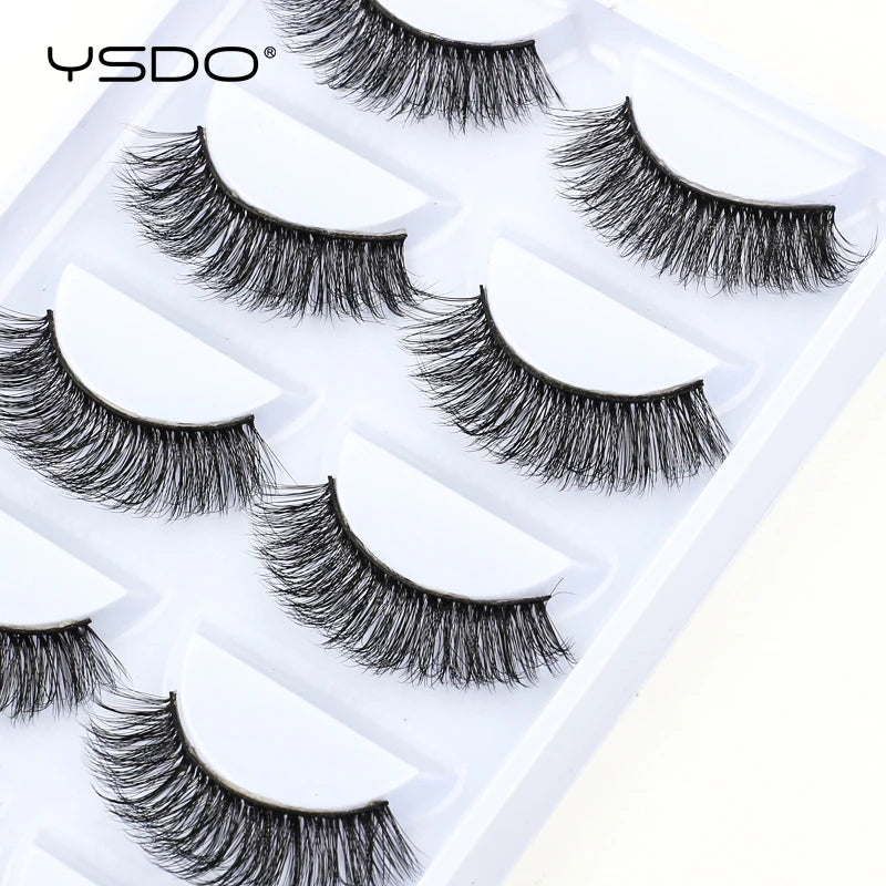 YSDO eyelashes 3/5 Pairs Natural Long 3D Mink Lashes Fluffy Volume Mink False Eyelashes Cruelty Free Wispy Lashes Makeup Cilios