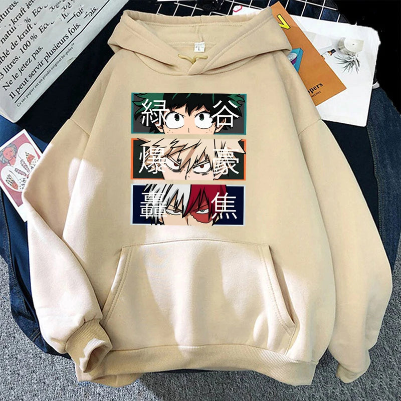 Hot Sale Autumn And Winter Fashion Long-Sleeved Sweater Anime Deku Bakugou Katsuki Todoroki Shoto Outdoor Sports Hoodie