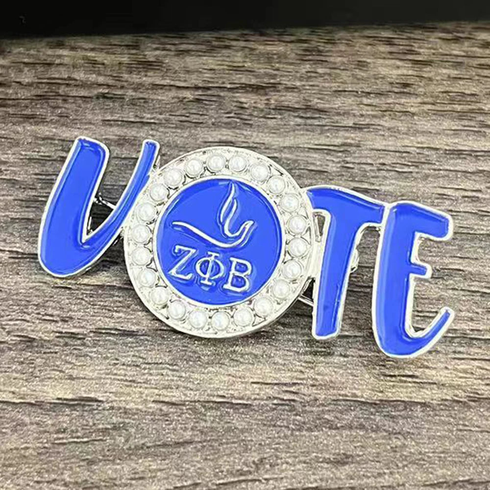 Greek Friendship Zeta Phi Beta Vote brooch pigeon letter women's pin