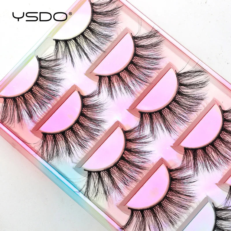 YSDO eyelashes 3/5 Pairs Natural Long 3D Mink Lashes Fluffy Volume Mink False Eyelashes Cruelty Free Wispy Lashes Makeup Cilios