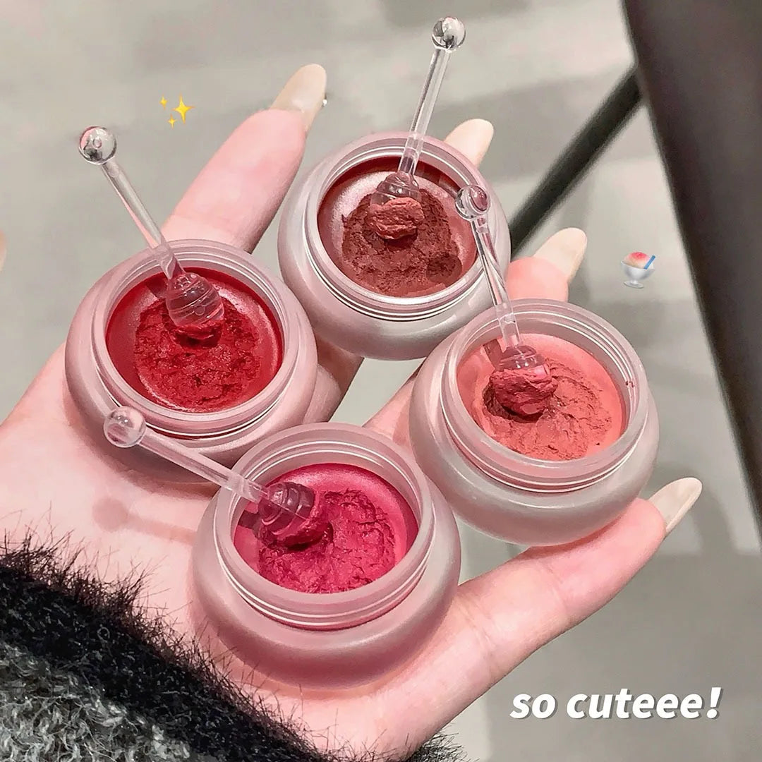 Matte Lip Mud Blush Multipurpose Makeup Waterproof Clay Lipstick Longlasting Non-stick Cup Red Lip Tint Pigment Mousse Cosmetics