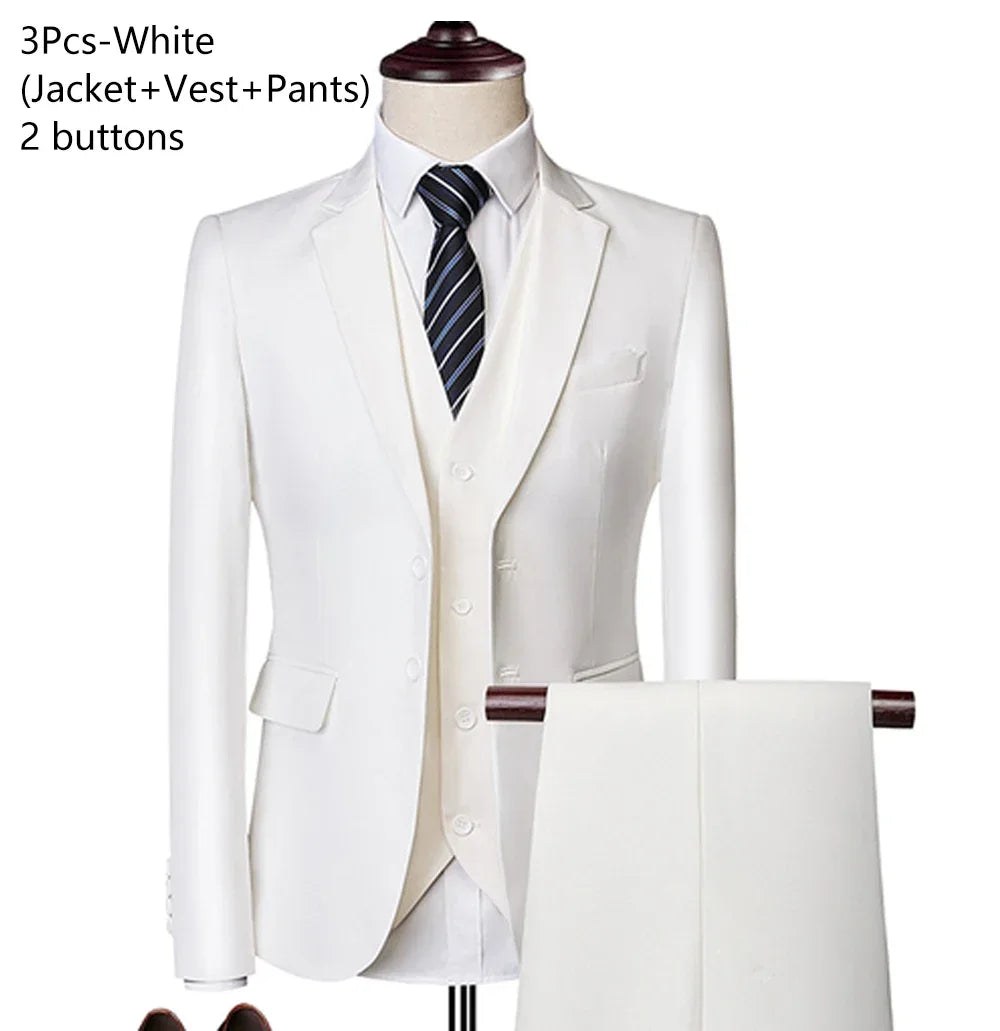 Anzüge Hochzeit Für Männer Blazer Set Elegante 3 Stück Business Luxus Formale Weste Hosen Volle Mäntel 2023 Jacken Kostenloser Versand