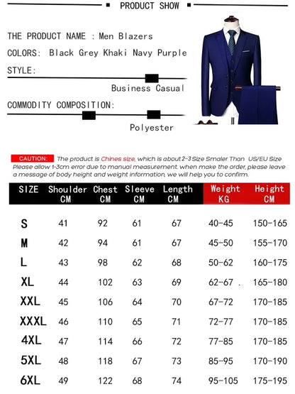 Suits Wedding For Men Blazers Set Elegant  3 Pieces Business Luxury  Formal Vest Pants Full Coats 2023 Jackets Free Shipping