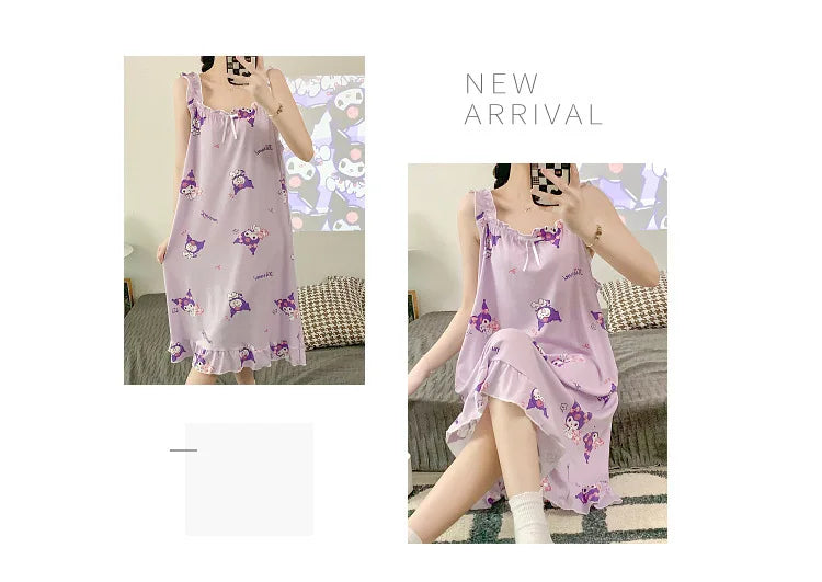 2024 New Little Fresh Sling Sleeping Dress For Women's Spring/Summer Sexy Thin Sleeping Dress Princess Style