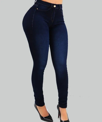 Frau reine farbe jeans denim hohe taille jeans straße spielen kultivieren hosen gestaltung figur mit hoher taille jeans