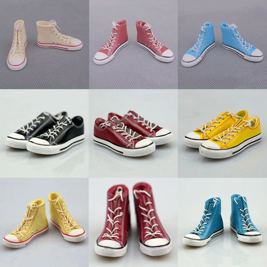 1/6 Scale Male Female Casual Canvas Sneakers Flat Shoes With Shoelace Model for 12 Inches Action Figure Body