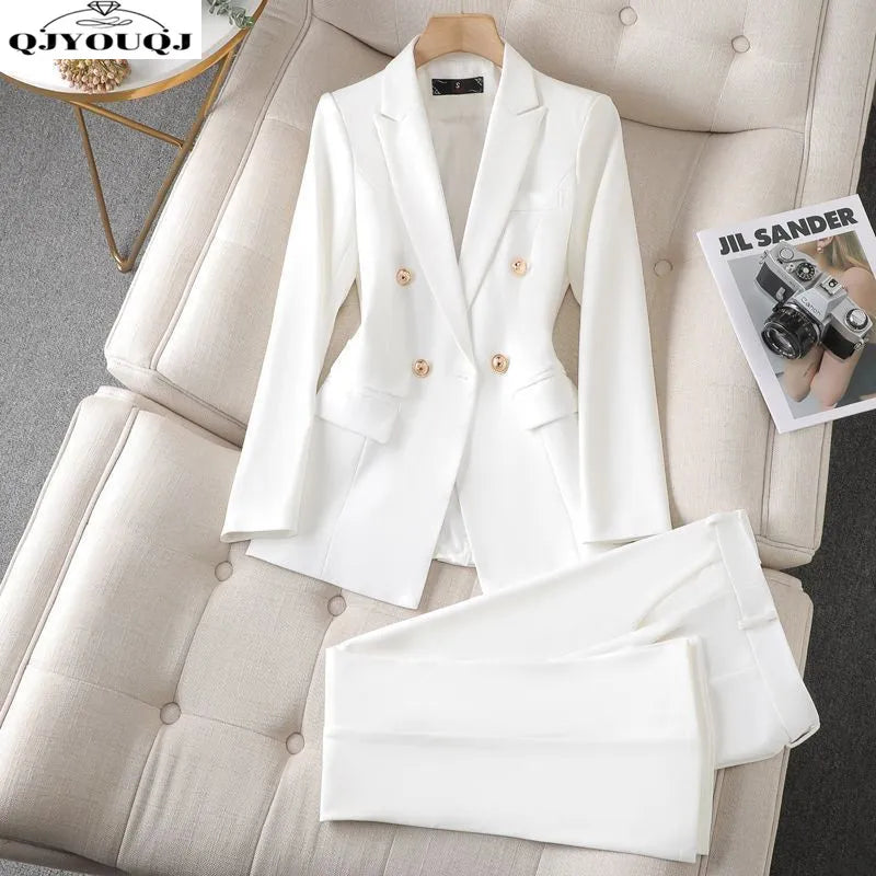 Spring and Autumn Korean Edition New Solid Color Women's Set Temperament Casual Work Wear Small Suit Two Piece Set