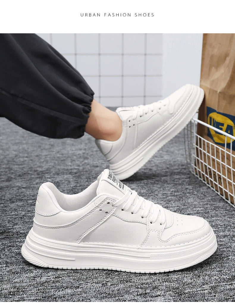 Men's thick soled casual board shoes breathable four season new flat bottom soft sole comfort outdoor walking shoes Student shoe