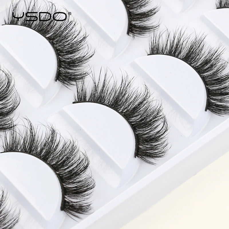 YSDO eyelashes 3/5 Pairs Natural Long 3D Mink Lashes Fluffy Volume Mink False Eyelashes Cruelty Free Wispy Lashes Makeup Cilios