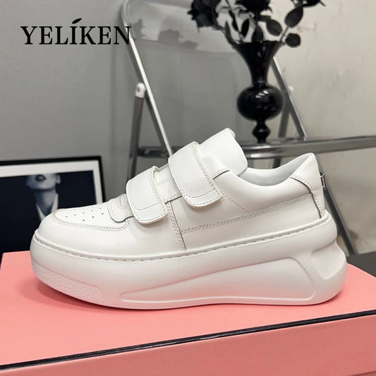 2024 Spring Autumn Trend Women's Genuine Leather Casual Shoes Light Comfortable Sneakers Designer Thick soled Small White Shoes