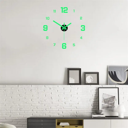 EW Creative Simple Luminous Digital Clock European Style DIY Silent Wall Clock Study Living Room Punch-Free Wall Sticker Clock