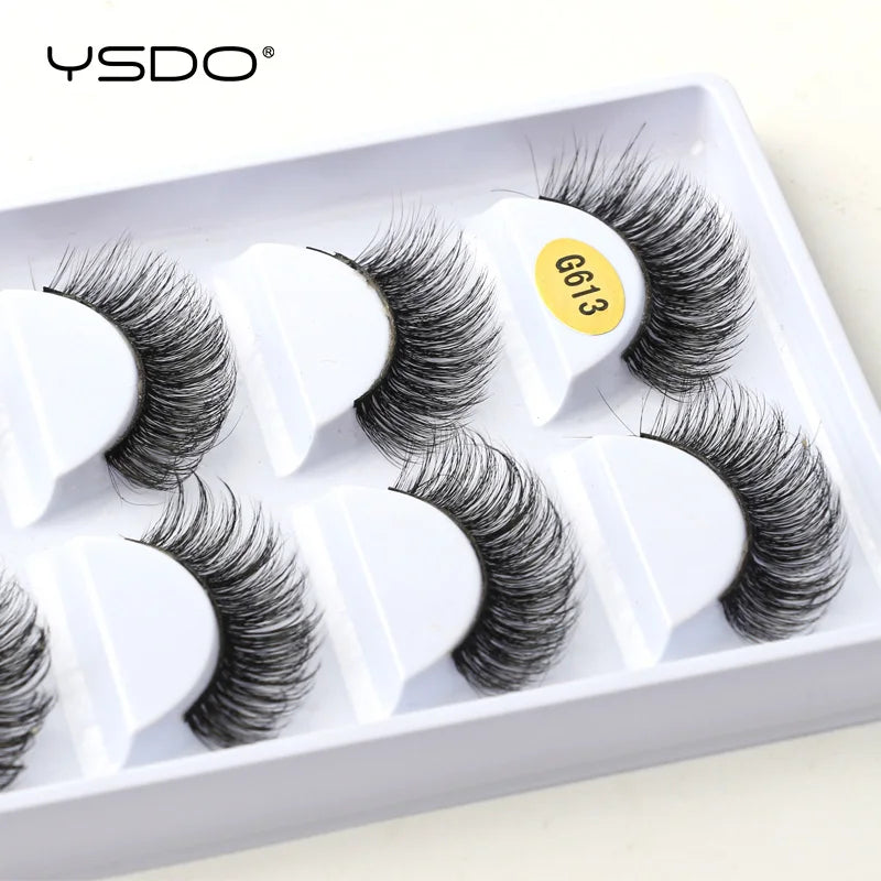 YSDO eyelashes 3/5 Pairs Natural Long 3D Mink Lashes Fluffy Volume Mink False Eyelashes Cruelty Free Wispy Lashes Makeup Cilios