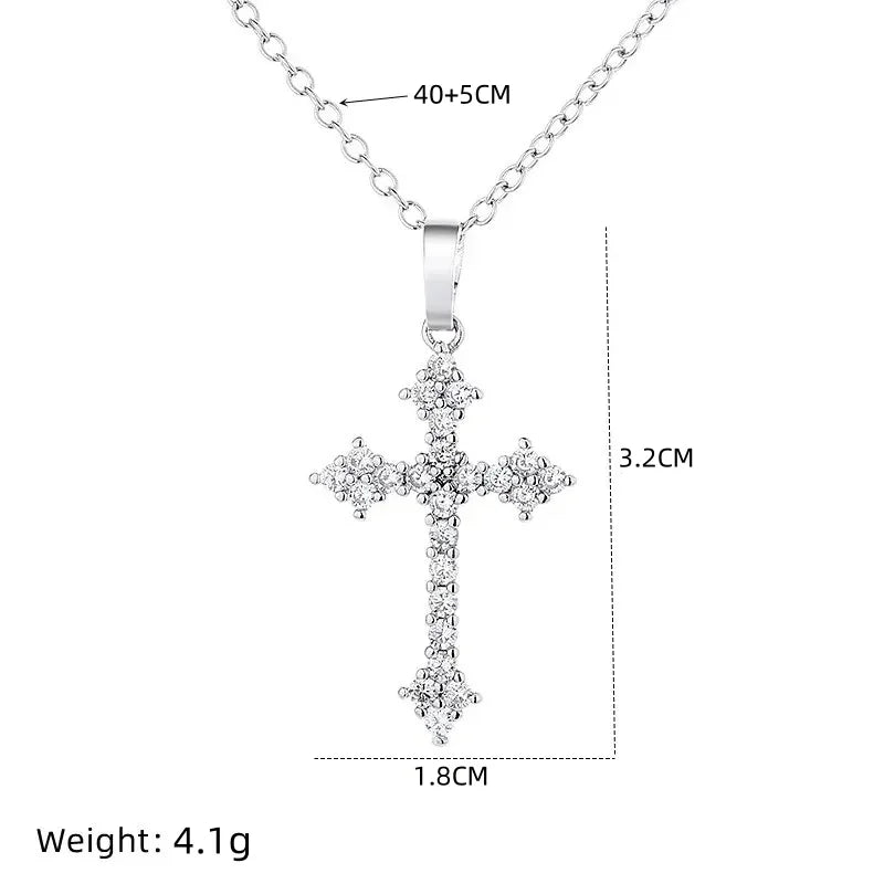 New In Silver Plated Cross Zircon Pendant Necklace For Women Korean Fashion Jewellery Girls Birthday Gift Trending Products 2024