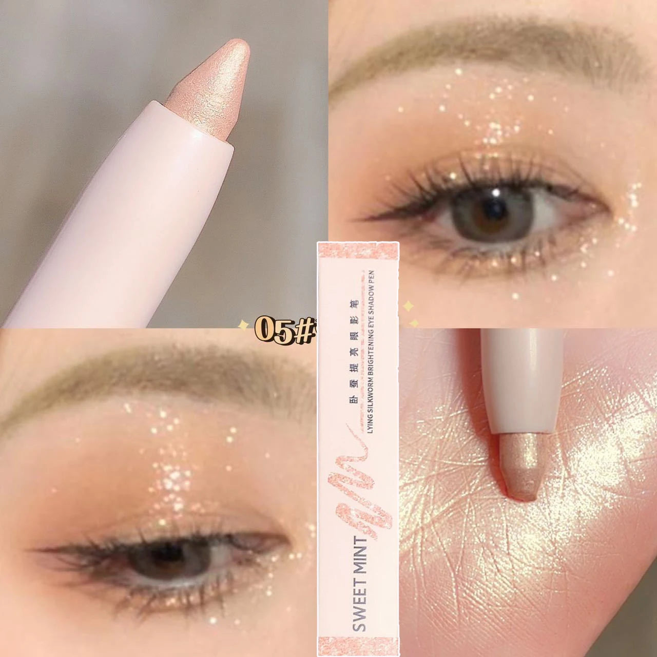 Glitter Lying Silkworm Highlighter Pencil Longlasting Brightening Eyes Corner Pearlescent White Eyeshadow Pen Shiny Eye Cosmetic