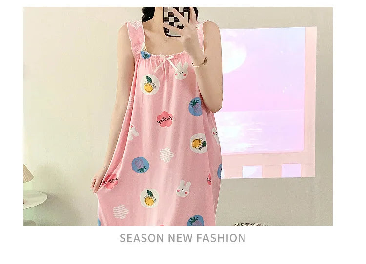 2024 New Little Fresh Sling Sleeping Dress For Women's Spring/Summer Sexy Thin Sleeping Dress Princess Style