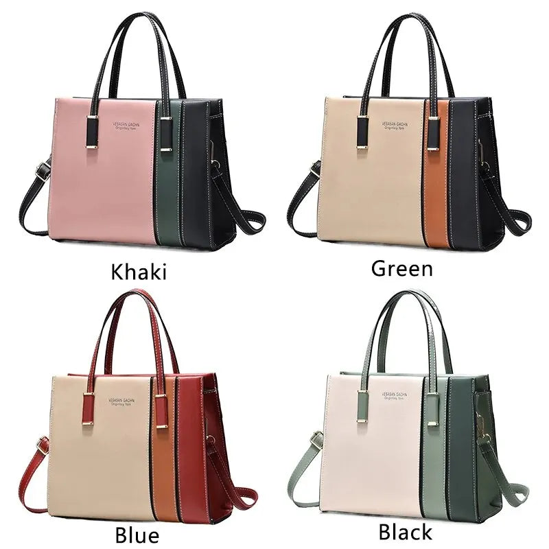 Handtaschen Patchwork für Damen Verstellbarer Riemen Top Griff Tasche Große Kapazität Totes Schultertaschen Mode Umhängetaschen Arbeit Geschenk