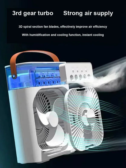 3 In 1 Fan AIr Conditioner Household Small Air Cooler LED Night Light Portable Humidifier Air Adjustment Fan Office Home Fan New